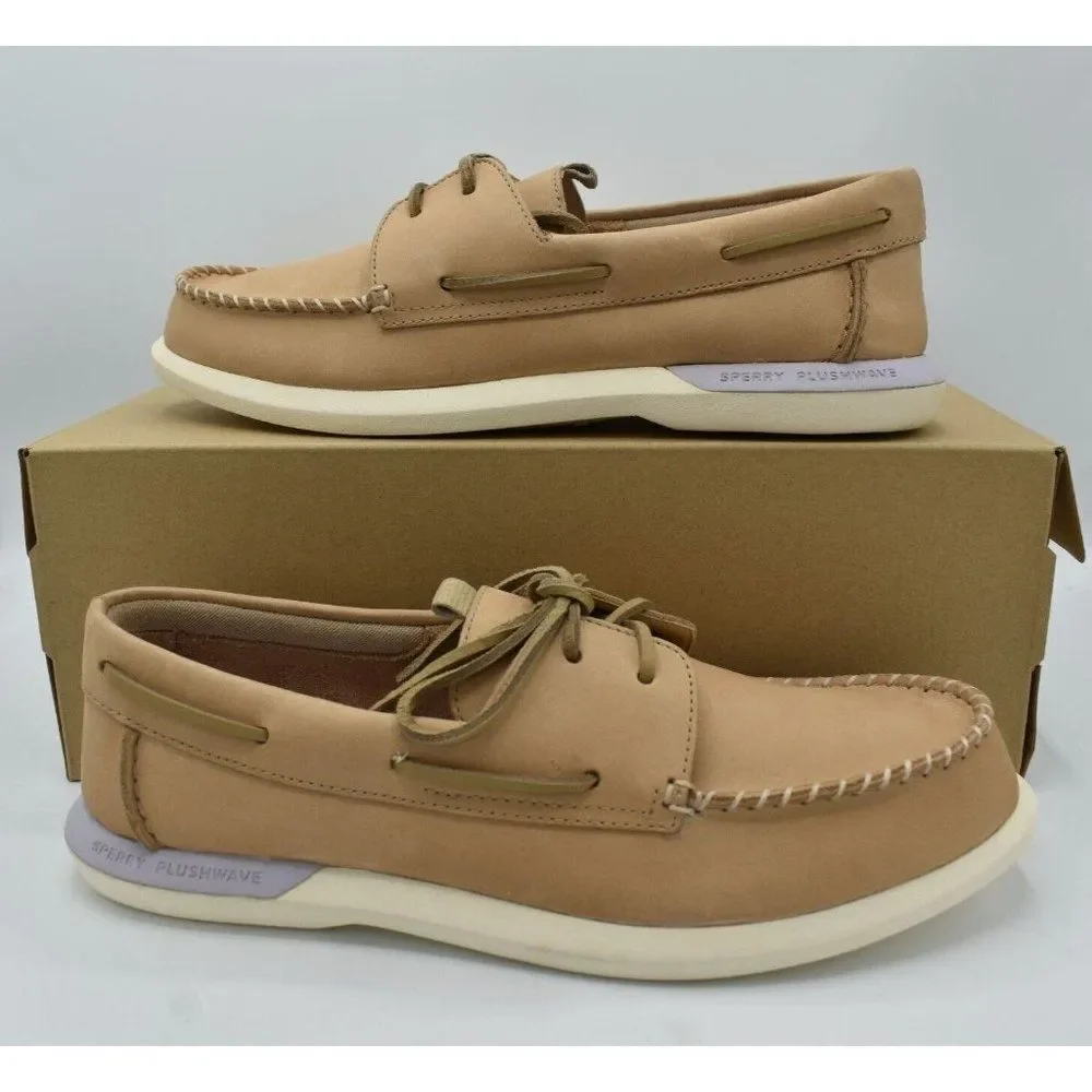 Sperry Womens Size 10 A/O Plushwave 2.0 Off-White Leather‎ Slip On Boat Shoes
